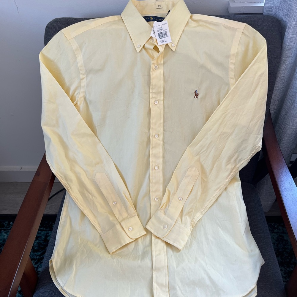 Men’s Polo Yellow Button up. New with tags! Size is 15 1/2 / 39